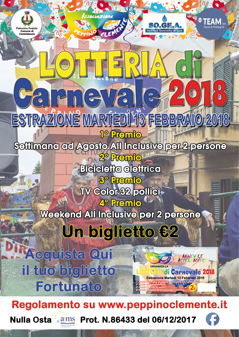 Lotteria Casteldaccese del Carnevale 2018