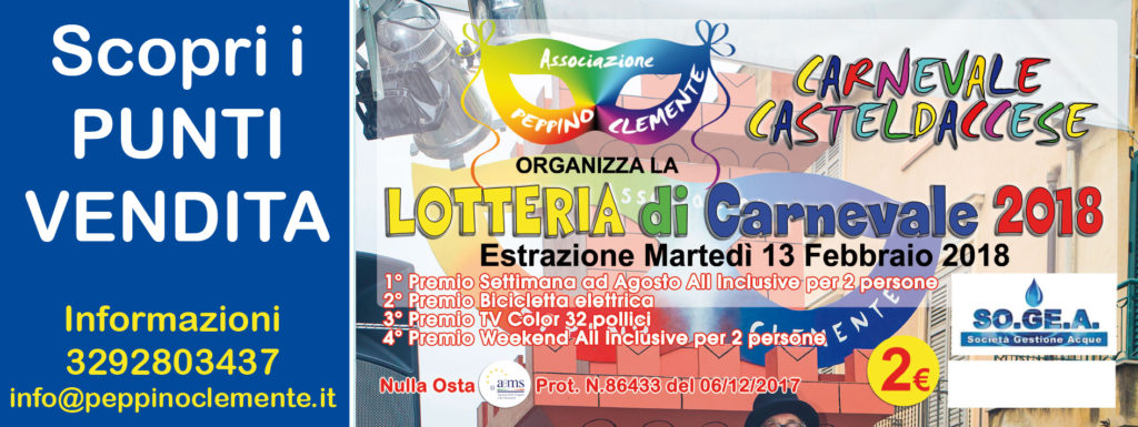 Elenco dei Punti Vendita dei Biglietti della Lotteria di Carnevale 2018